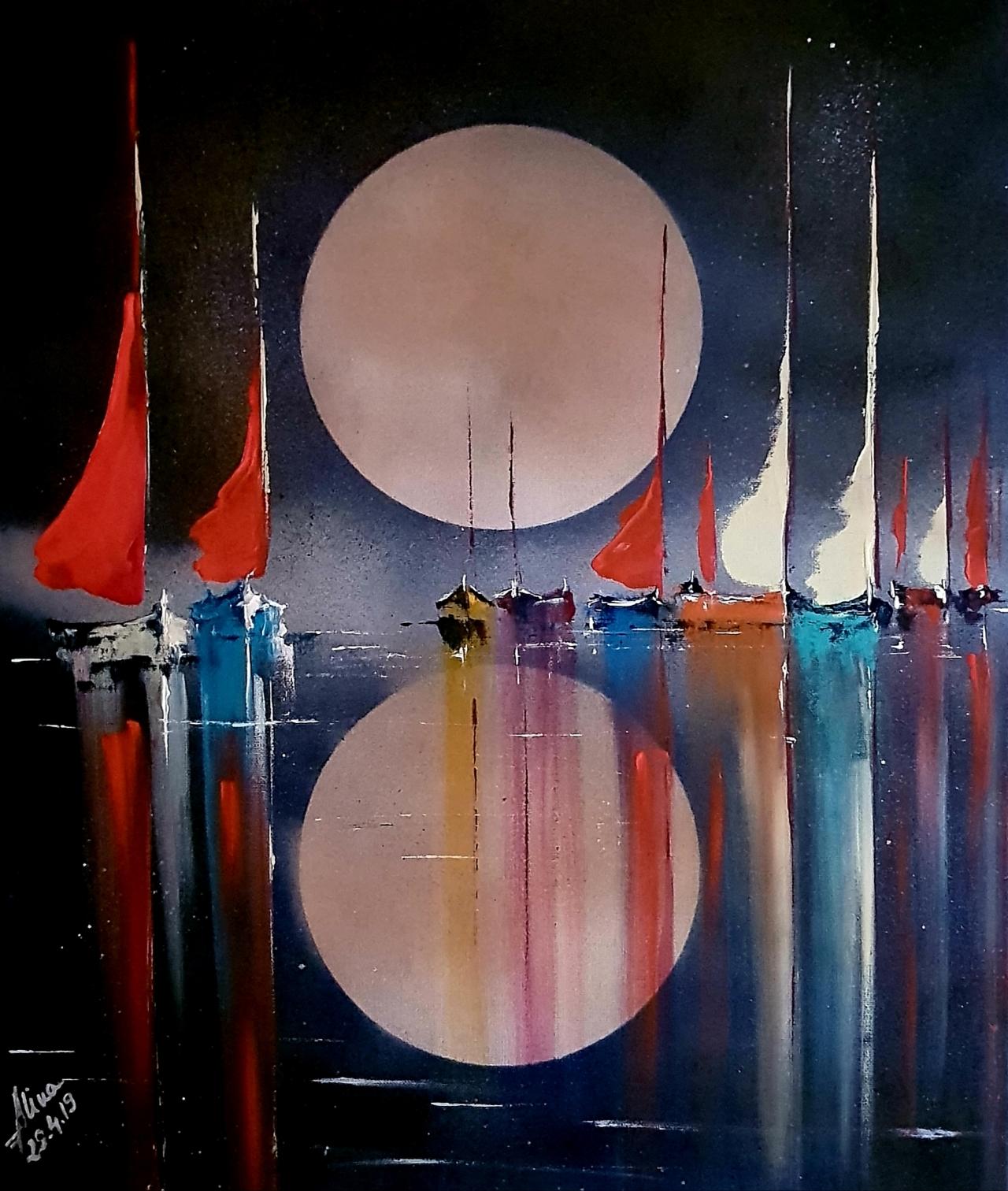 ArteDiAlina.com painting: there's only one moon